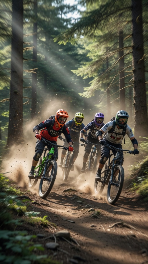 Mountain cycling group ride