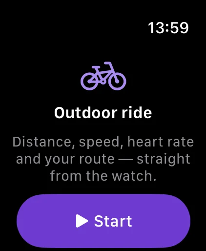 Apple Watch: start an outdoor ride