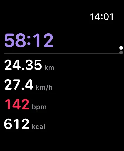 Apple Watch: live ride with distance, speed and heart rate